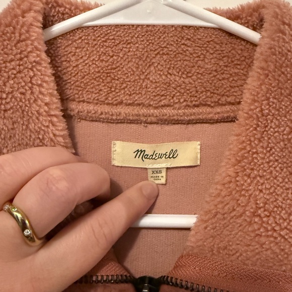 Women’s Madewell Fuzzy Pink Fleece 1/4 Zip Jacket - Picture 2 of 4